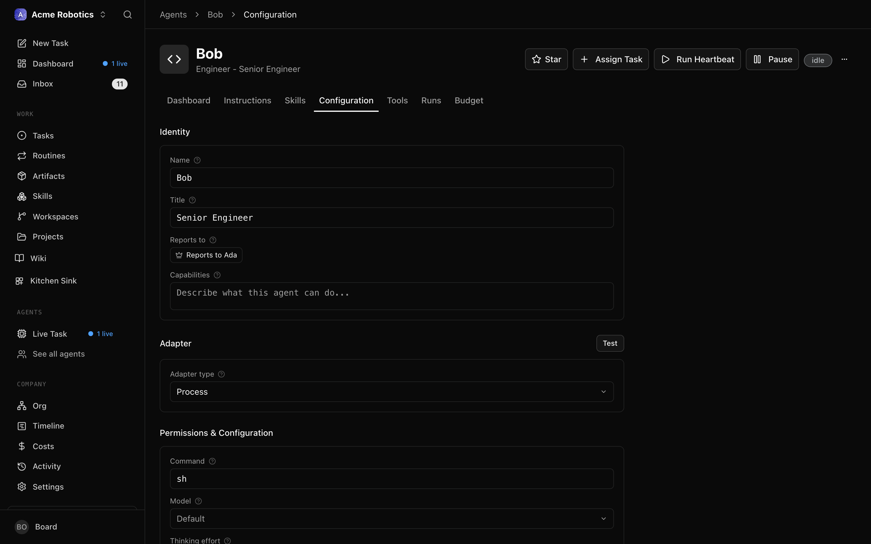 Configuration tab